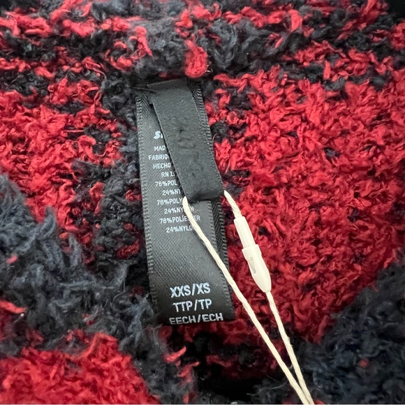 NEW Skims Cozy Unisex Onesie Fleece Hooded Black area Buffalo Check Plaid *T - Picture 7 of 13